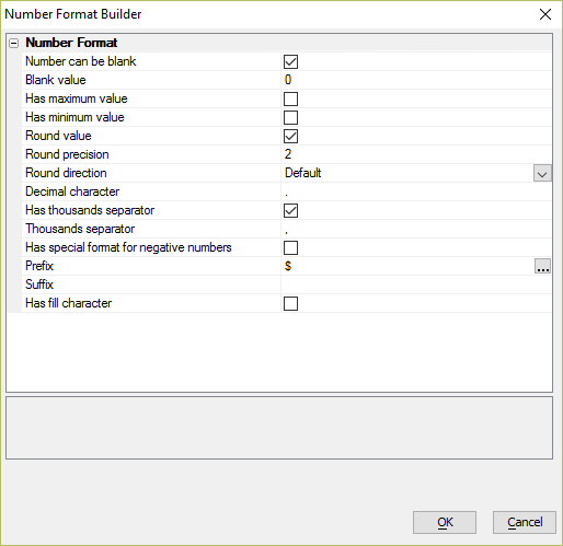 The Number Format Builder dialog.